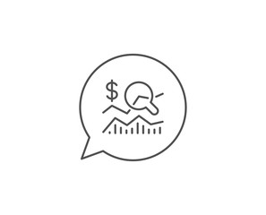 Check investment line icon. Chat bubble design. Business audit sign. Check finance symbol. Outline concept. Thin line check investment icon. Vector