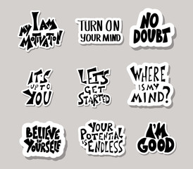 Fototapeta premium Set of motivational quotes isolated. Vector text.