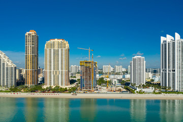 Fototapeta na wymiar Colorful image of construction on Sunny Isles Beach Miami FL