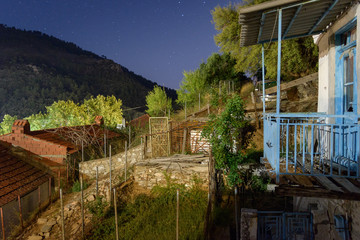 Night view of Maries village in Thasos, Greece