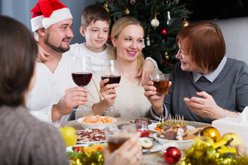 Family celebrating Christmas