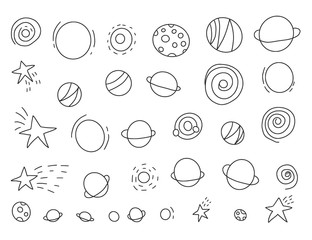 Space objects and symbols set. Vector illustration