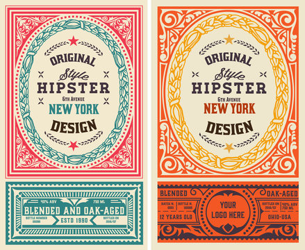 Set of 2 Old liquor labels for packing,  Vector layered