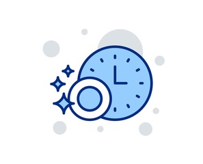 Cleaning dishes with Time line icon. Dishwasher sign. Clean tableware sign. Linear design sign. Colorful dishwasher timer icon. Vector