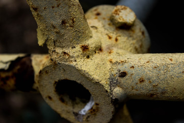 rusty detail shot of steel valve