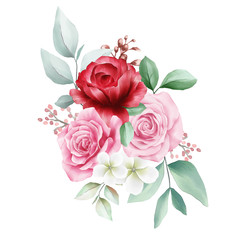 Beautiful flowers bouquet for wedding or cards elements. Fully editable vector for wedding or greeting cards composition