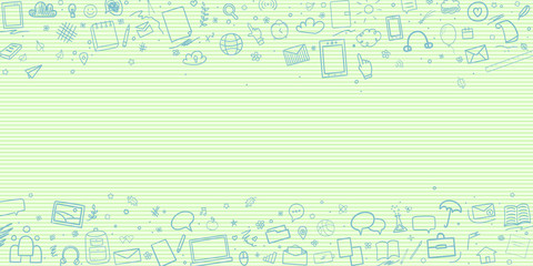 Abstract line pattern with school supplies. Graphic stripe paper background. Striped texture. Back to school. Hand drawn line backdrop. Education concept