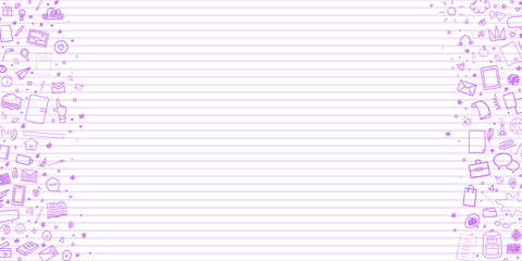 Obraz premium Back to school. Abstract line pattern with school supplies. Graphic stripe paper background. Striped abstract texture