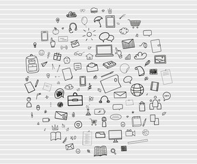 Back to school. Abstract line pattern with school supplies. Graphic stripe paper background. Striped abstract texture