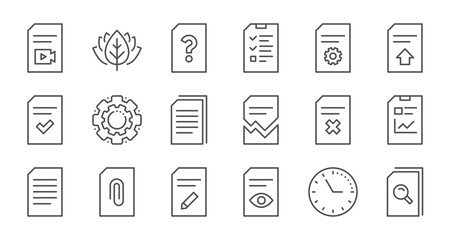 Document line icons. Report, Checklist and Download file. Read message linear icon set. Quality line set. Vector