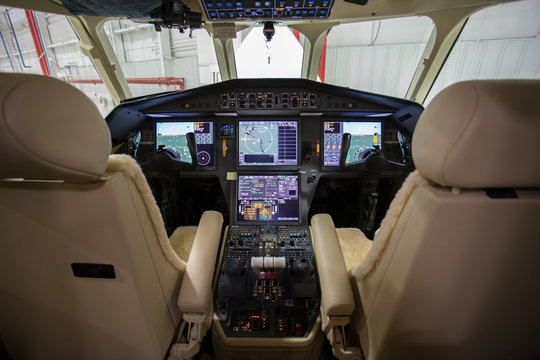 cockpit of private jet