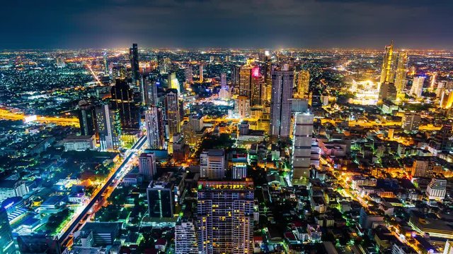 time lapse of Bangkok city at night, Thailand