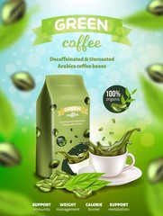 Green Arabica Coffee Banner, Decaffeinated Beans