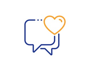 Love chat sign. Heart line icon. Valentine day symbol. Colorful outline concept. Blue and orange thin line heart icon. Vector