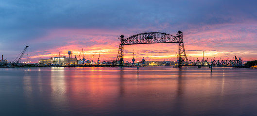 Vertical lift bridge for railroad over the Elizabeth River on the border of Norfolk and Chesapeake...