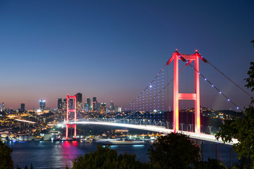 Istanbul bosphorus bridge at sunset