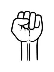 revolution faust hand strecken oben luft halten zeigen zeichen symbol anarchie rebellion rebell team crew cool design comic cartoon arm
