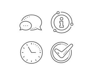 Check mark line icon. Chat bubble, info sign elements. Accepted or Approve sign. Tick symbol. Linear confirmed outline icon. Information bubble. Vector