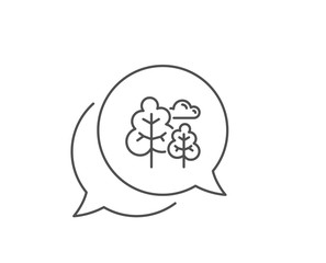 Tree line icon. Chat bubble design. Forest plants sign. Nature symbol. Outline concept. Thin line tree icon. Vector