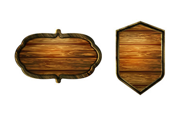 Naklejka premium Vector realistic illustration of wooden signboard