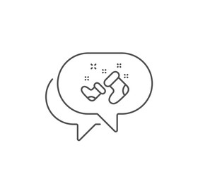 Santa boots line icon. Chat bubble design. Christmas or New year sign. Claus symbol. Outline concept. Thin line santa boots icon. Vector