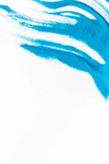 Photo sur Plexiglas Cristaux Vague moderne pour blor avec une texture de sable bleu sur la maquette de la vue de dessus de fond blanc