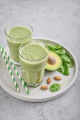 Green smoothie with spinach and avocado