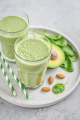 Green smoothie with spinach and avocado