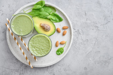 Green smoothie with spinach and avocado
