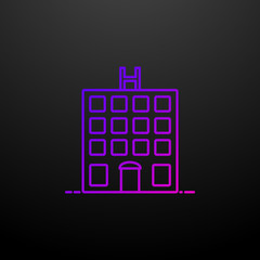 Hotel building dusk style nolan icon. Elements of summer holiday and travel set. Simple icon for websites, web design, mobile app, info graphics