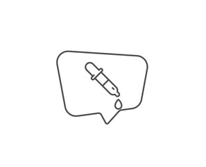 Chemistry pipette line icon. Chat bubble design. Laboratory sign. Analysis lab symbol. Outline concept. Thin line chemistry pipette icon. Vector