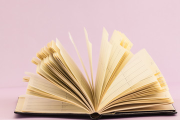 open yellow agenda whit purple background