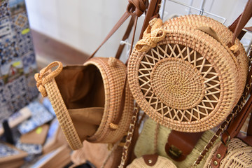 Fashionable rattan handbags available on the market. 