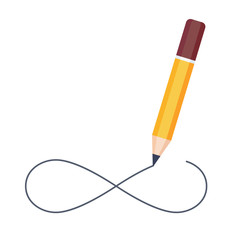 Pencil drawing infinity symbol isolated on white background