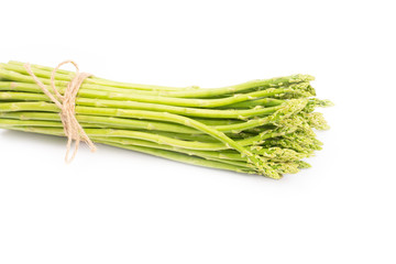 Fresh green asparagus isolated on white background  