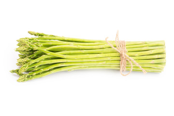 Fresh green asparagus isolated on white background  
