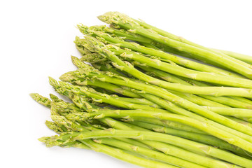 Fresh green asparagus isolated on white background  