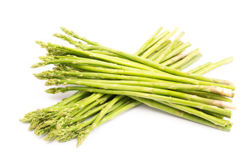 Fresh green asparagus isolated on white background  