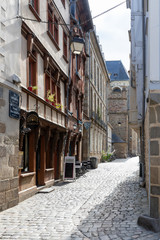 Immeuble à colombages en centre ville de Rennes en Bretagne