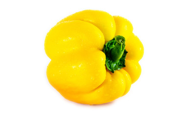 Yellow Fresh capsicum paprika isolated on white. Healthy eating concept.