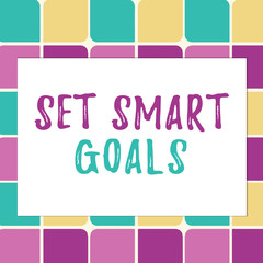 Writing note showing Set Smart Goals. Business concept for giving criteria to guide in the setting of objectives Pastel Color Teardrops Shape with Border Flat Style Geometric Shape