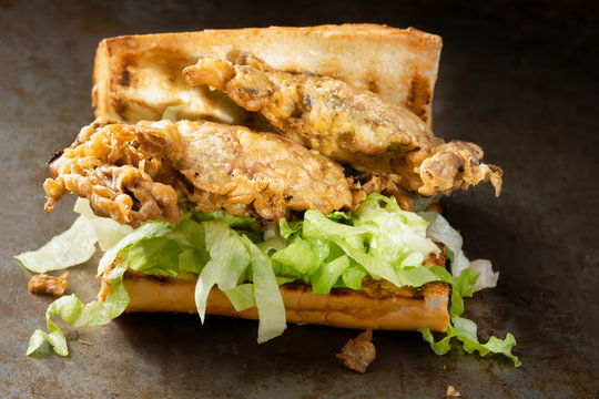 Soft Shell Crab Seafood Po Boy Sandwich