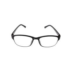 Black frame glasses isolated on white