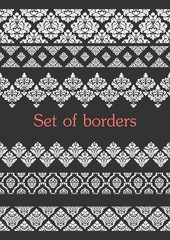 Set of seamless borders. Border decoration elements