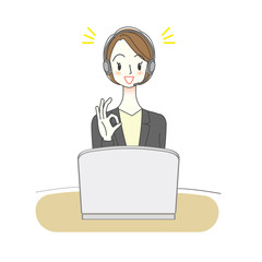 テレフォンオペレーターの女性　イラスト