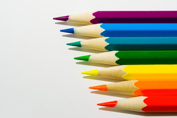 Colored pencils background, copy space