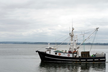 Fototapeta na wymiar Fishing boat departing Westhaven Cove