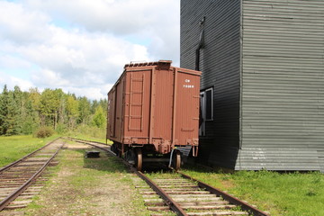 Fototapeta na wymiar The Grain Car, Ukrainian Cultural Heritage Village, Alberta