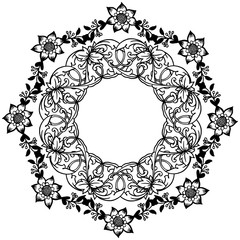 Modern greeting card, with sketch design of frame for pattern foliage and flower. Vector