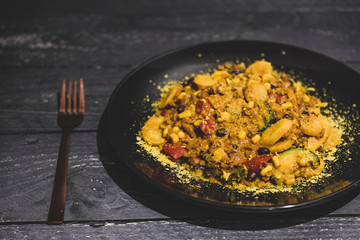 healthy vegetable curry recipe with vegetarian mince and beans